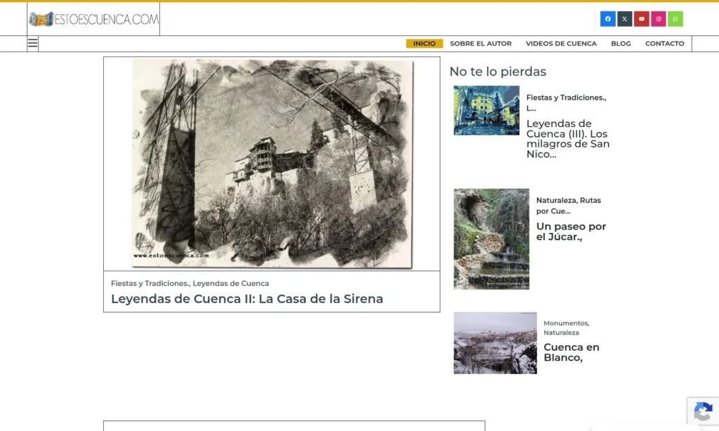 Captura de la página principal de Esto es Cuenca